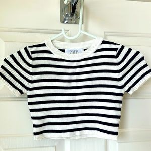 Zara Girls Navy striped top Size Youth 6/7